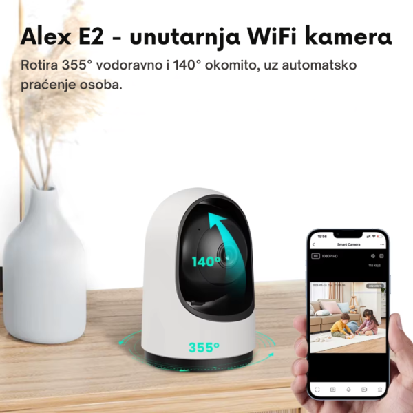 Alex E2 – notranja vrtljiva WiFi kamera - Image 2